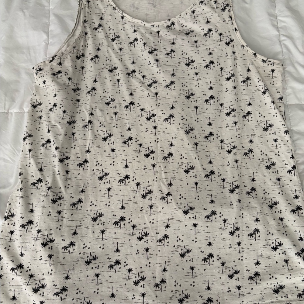 Old Navy Black and White Palm Print Tank Top
